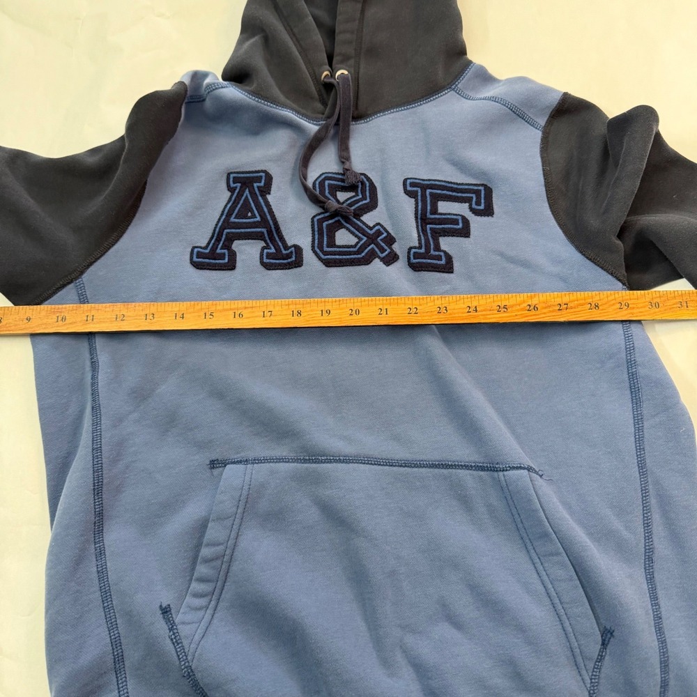 Abercrombie Fitch Mens Colorblock Hoodie A&F Logo Blue Navy‎ Size L - Picture 3 of 5